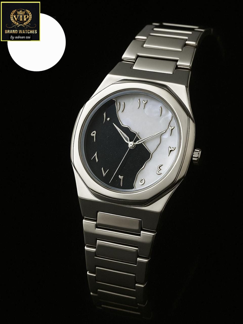 Aura Marble Watch Silver Colour Fiber Chain