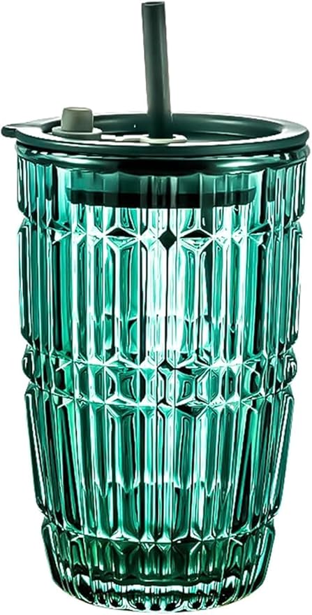 Water Glass Iced Coffee Cups with Straw