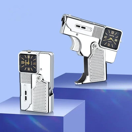 Folding Gun Lighter + Cool Dial Watch