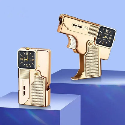 Folding Gun Lighter + Cool Dial Watch