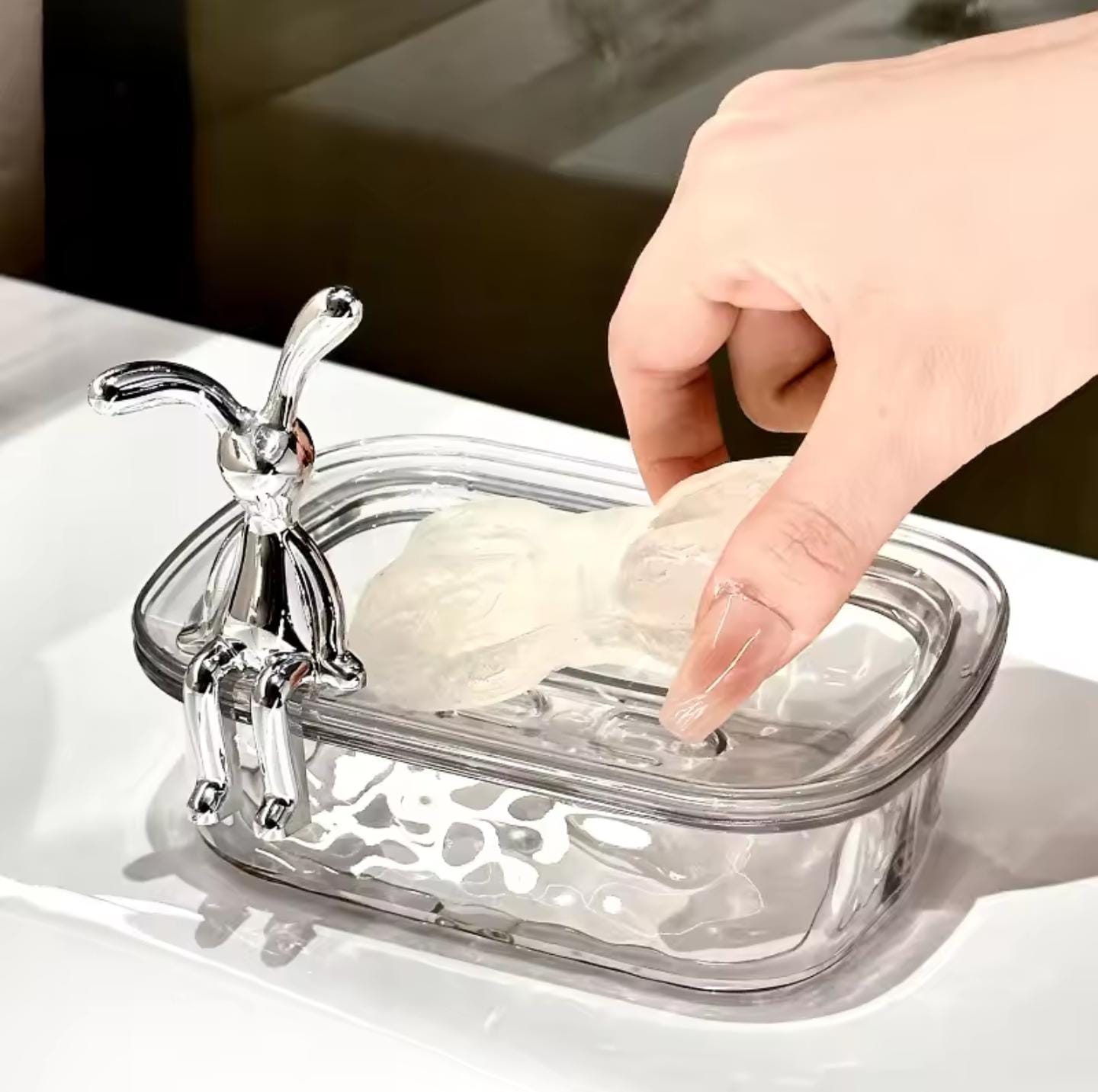 Luxury Rabbit Soap Dish – Plastic Bathroom Storage Box