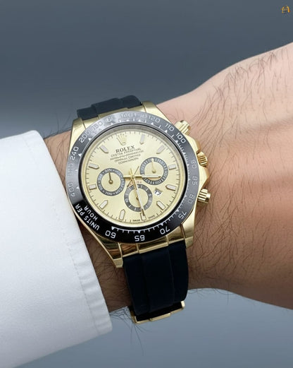 DAYTONA ROTATING BAZEL DATE WORKING MASTER LOCK RUBBER SILICONE STRAP WATER RESISTANT