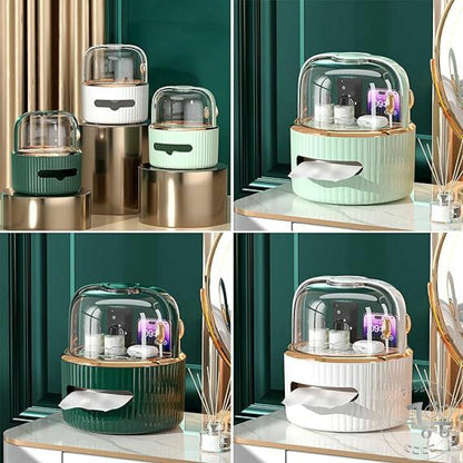 Luxury Tissue Box & Makeup Organizer with Acrylic Door
