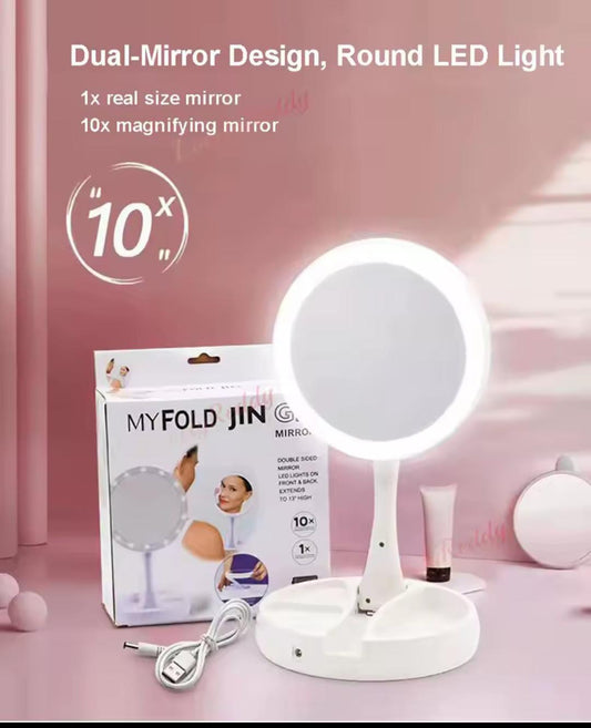 Foldable LED Makeup Mirror